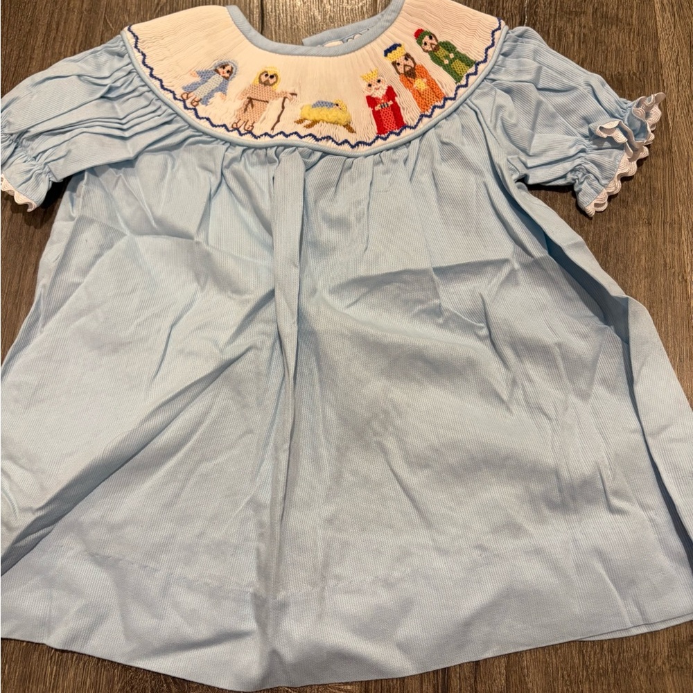 Christmas nativity smocked dress 6M